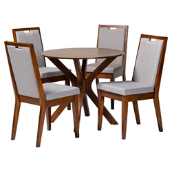 Baxton Studio Eira Modern Grey and Walnut Brown Wood 5-Piece Dining Set